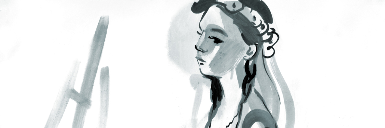 Learning Self-Love After Cerebral Palsy Surgery Sketch of a female figure.