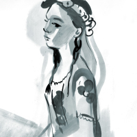 Sketch of a female figure.