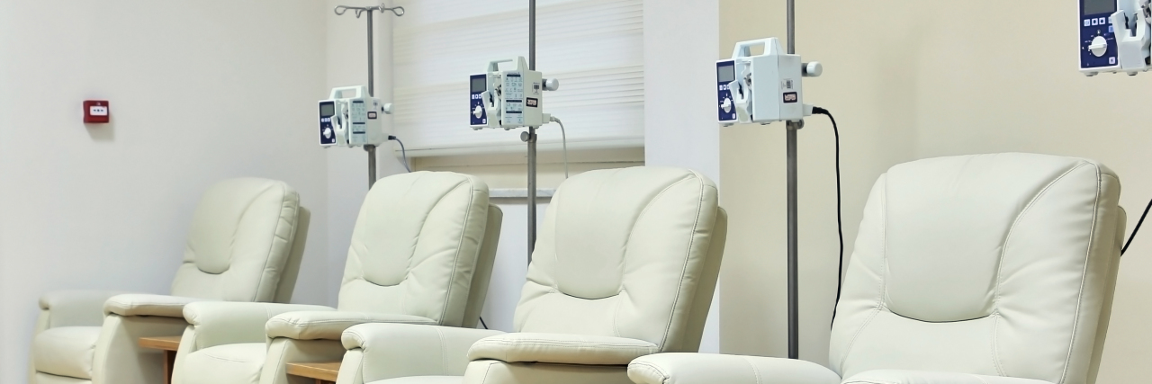 'I See People at Their Best': The View From My Amyloidosis Chemo Chair chairs in a chemotherapy treatment room