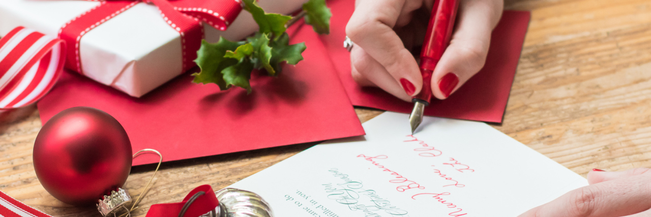 Thank You to the Friend of Someone With Chronic Illness woman writing holiday letter