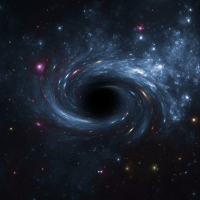 Deep space star field with black hole