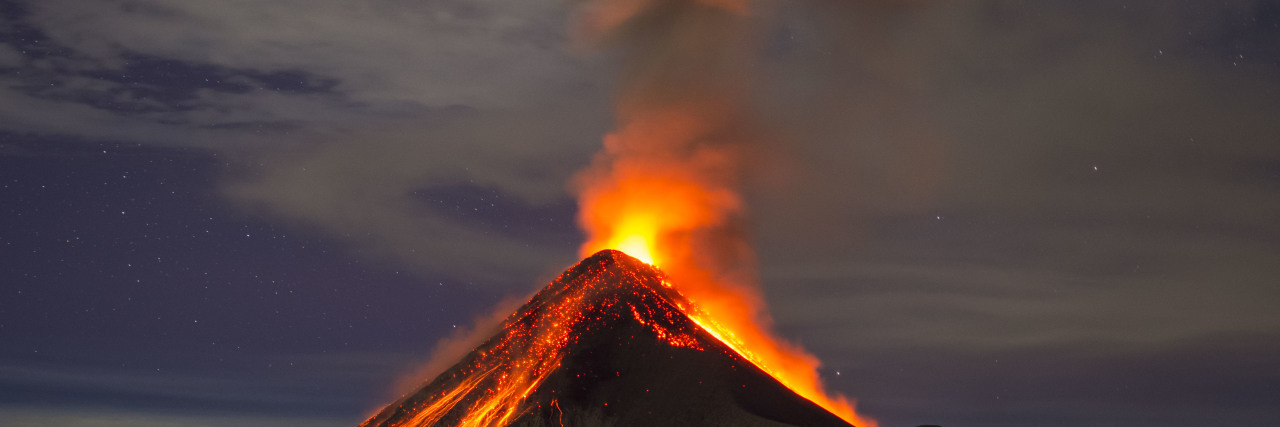 Volcano eruption.