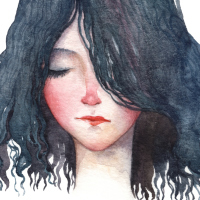 sad girl watercolor picture
