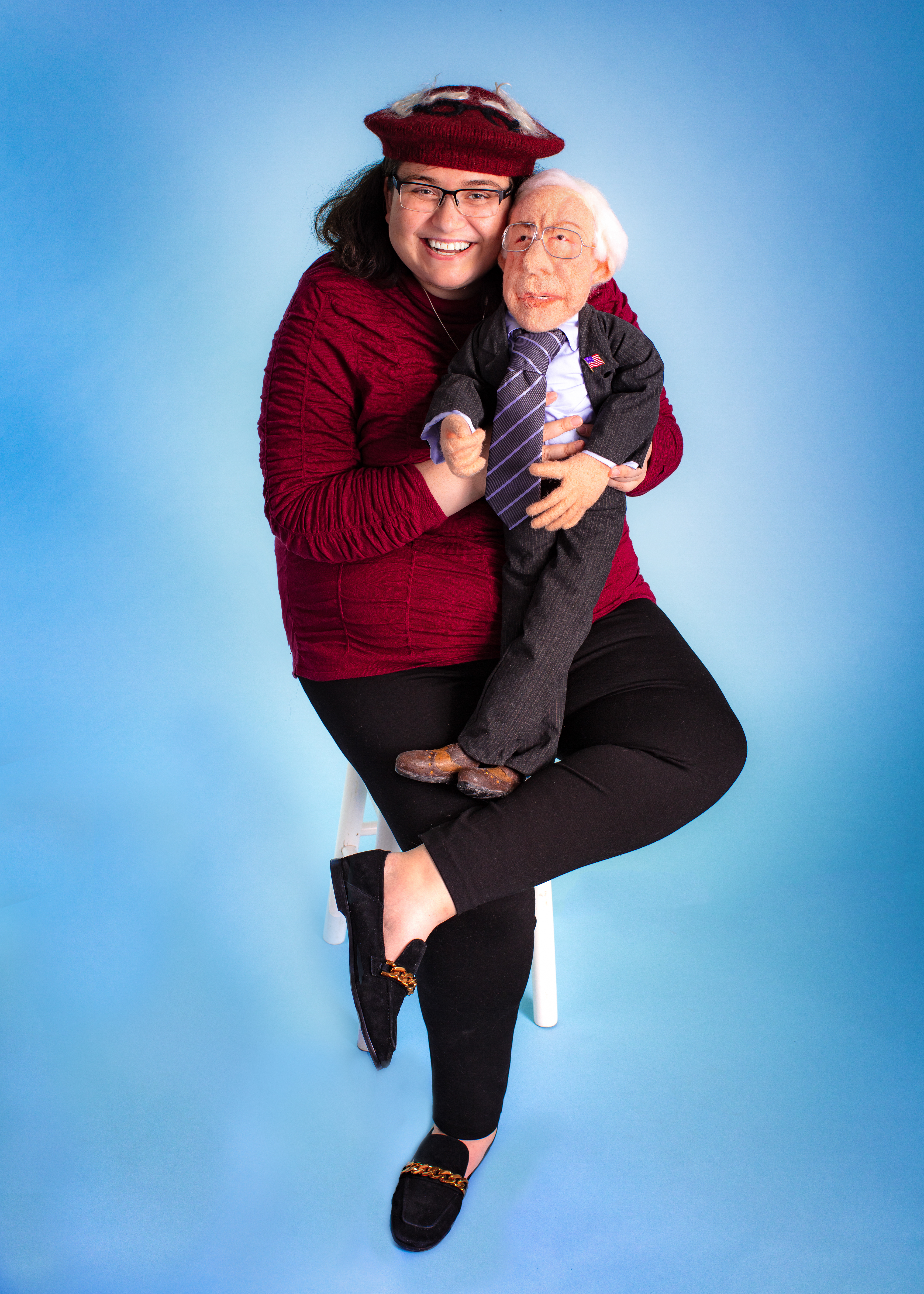 My Portrait with a Bernie Sanders Doll