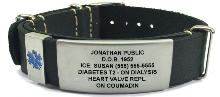 black buckle medical id bracelet