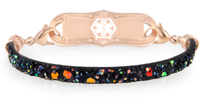 black band with multicolored stones medical bracelet