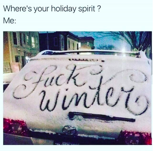 where's your holiday spirit? me: fuck winter
