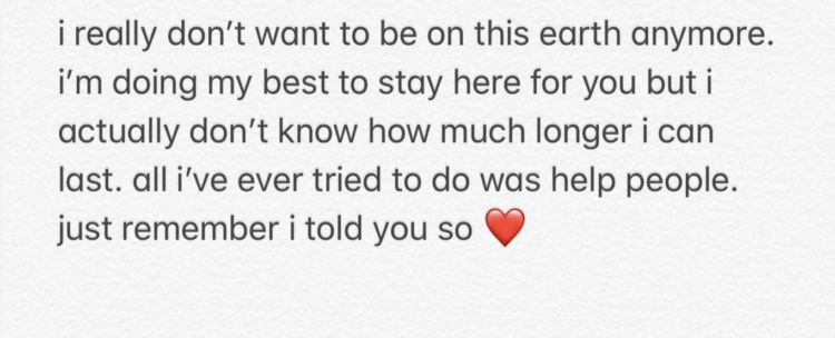 Pete Davidson's Instagram post: I really don't want to be on this earth anymore. I'm doing my best to stay here for you, but I actually don't know how much longer I can last. All I've ever tried to do was help people. Just remember I told you so.