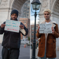 Men sharing messages in support of the #itsokman campaign