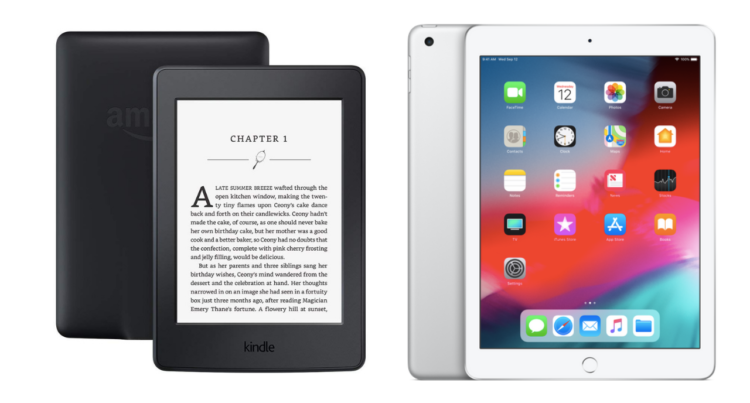 kindle e-reader and ipad