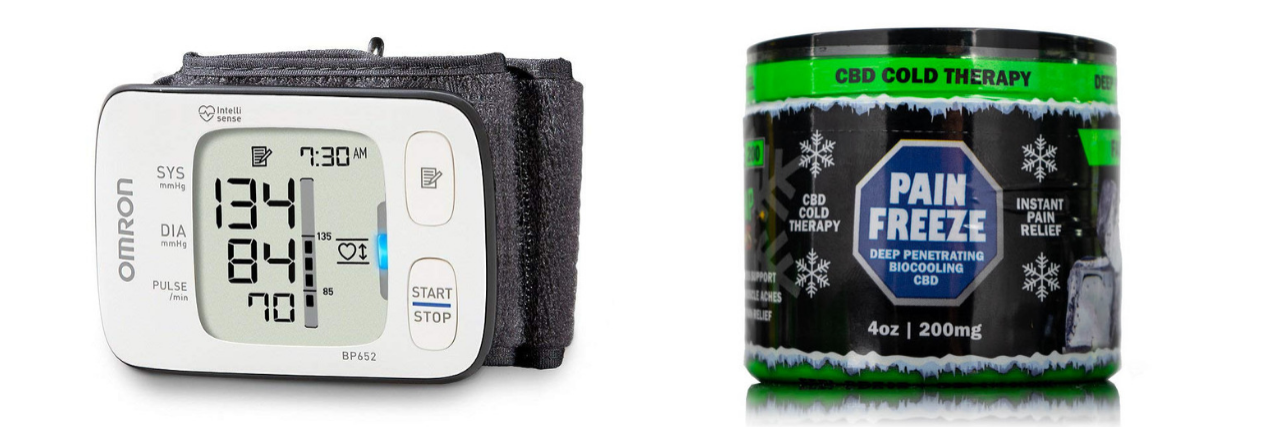 wrist blood pressure monitor and CBD pain relief cream