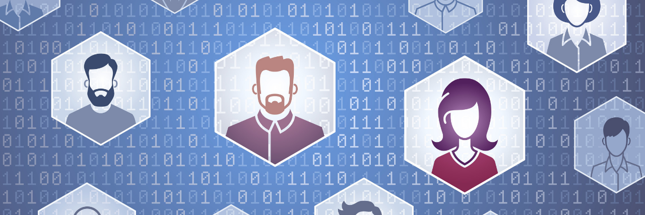 Cigna Uses Artificial Intelligence to Predict Who Will Abuse Opioids Binary data with illustrations of people on top in hexagon shapes