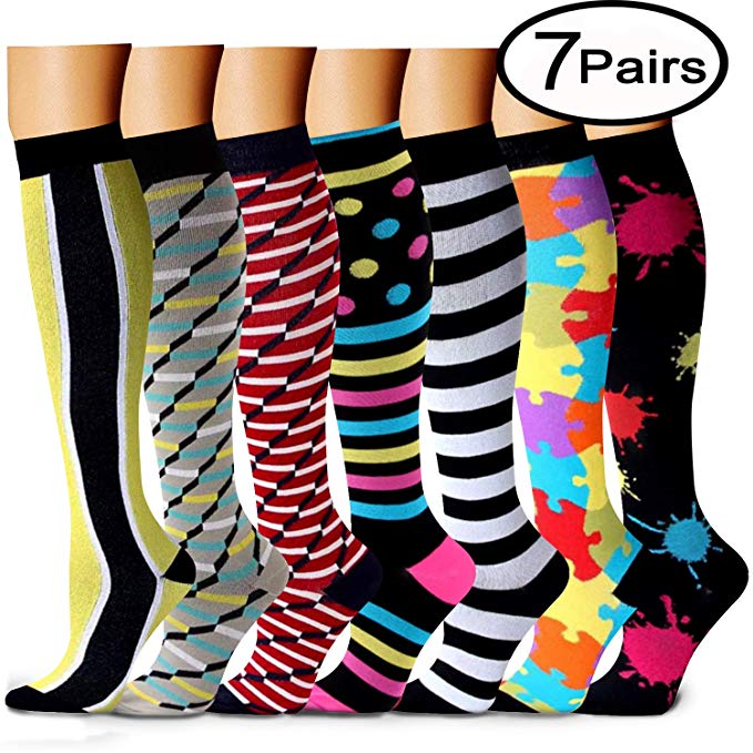 colorful patterend compression socks