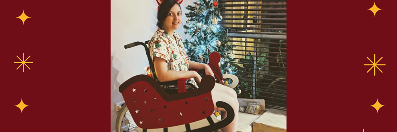 Woman Decorates Wheelchair as Sleigh for Christmas Alexandra in her wheelchair decorated as a sleigh.
