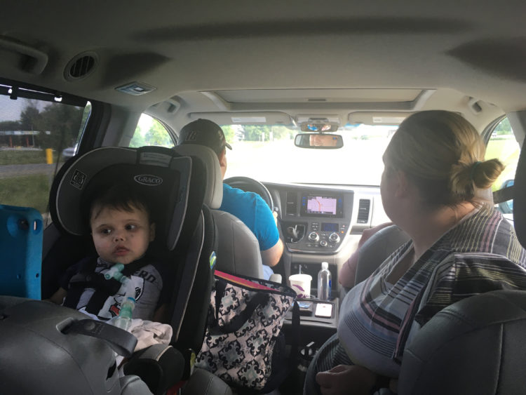 The Moreno family makes the four-hour drive home from C.S. Mott Children's Hospital in Ann Arbor, Mich., where doctors checked Anderson's lungs, kidneys and other systems in back-to-back appointments. 
