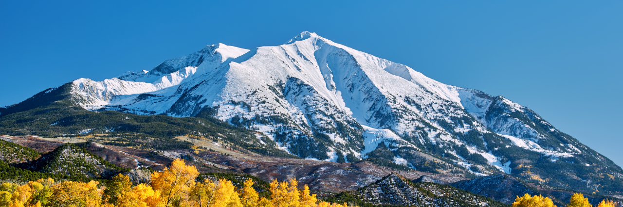 Mount Sopris autumn landscape in Colorado. Rocky Mountains, USA.