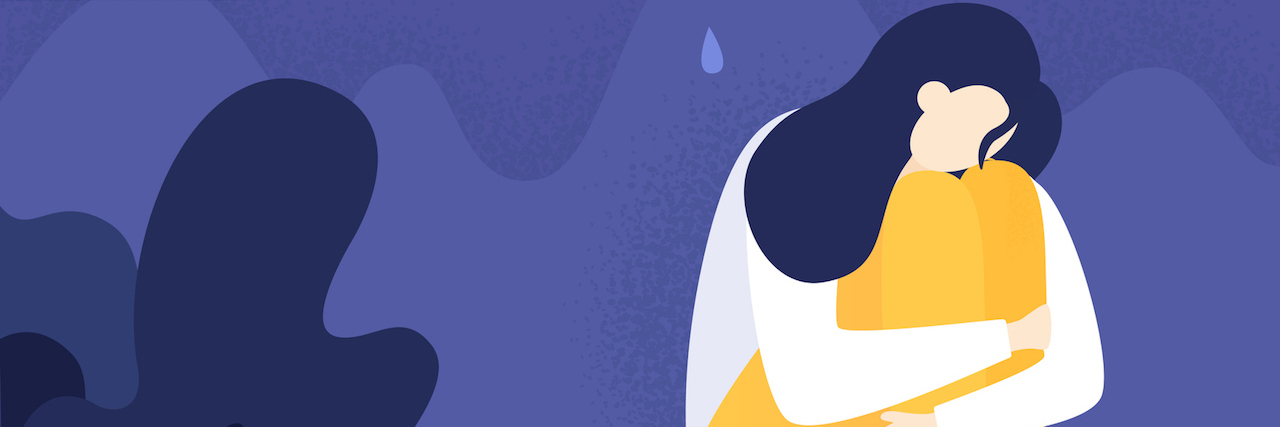 When Tardive Dyskinesia Leaves You Lonely and Isolated An illustration of a woman sitting on the floor, a rain cloud over her