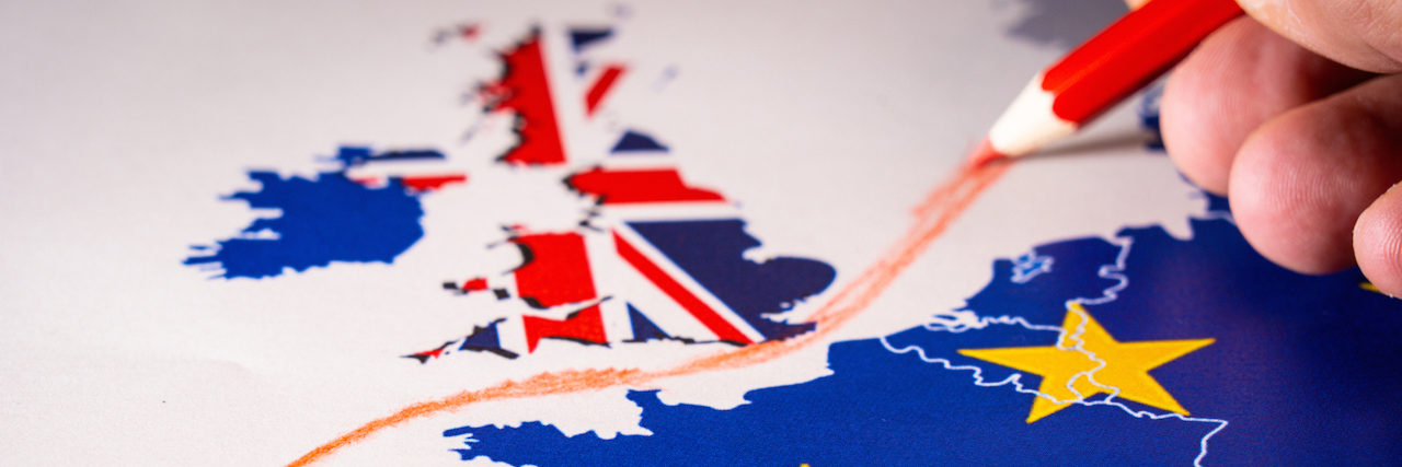 Why Brexit Terrifies Me as a Chronic Pain Patient Hand drawing a red line between the UK and the rest of the European Union