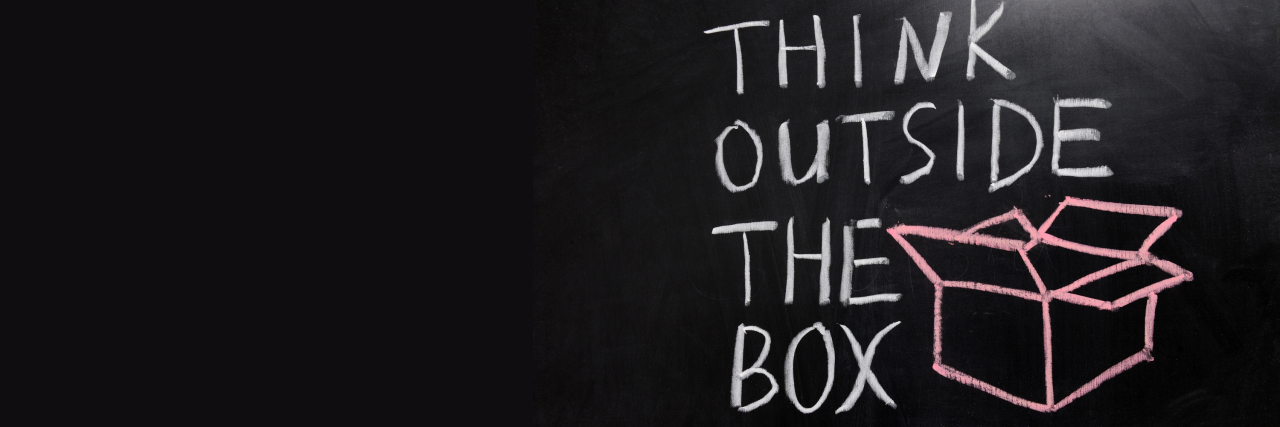 What Dyspraxia Means to Me Chalk drawing - concept of "think outside the box."