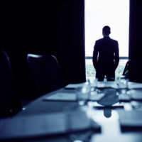 Businessman making up his mind before important meeting