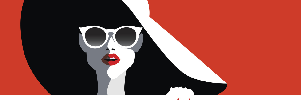 Beautiful young woman with sunglasses and hat, retro style. Pop art. Summer holiday.