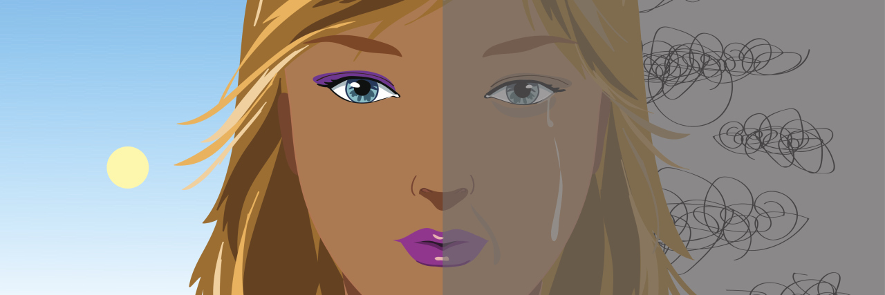 Living With Metastatic Cancer woman half in sun half in depressed thought concept