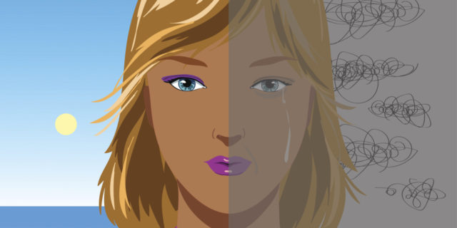 Life So Far With Metastatic Cancer woman half in sun half in depressed thought concept