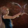 Blonde woman with dragon.
