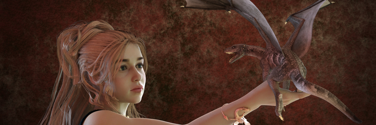 Fantasy Books That Depict Disability and Chronic Illness Blonde woman with dragon.