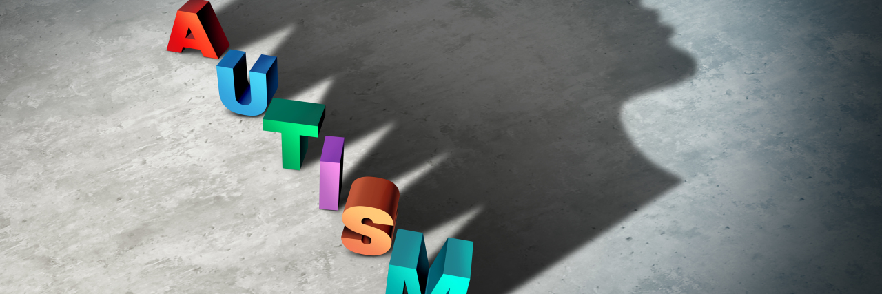 I Am More Than My Autism Label Autism words with shadow of female profile.