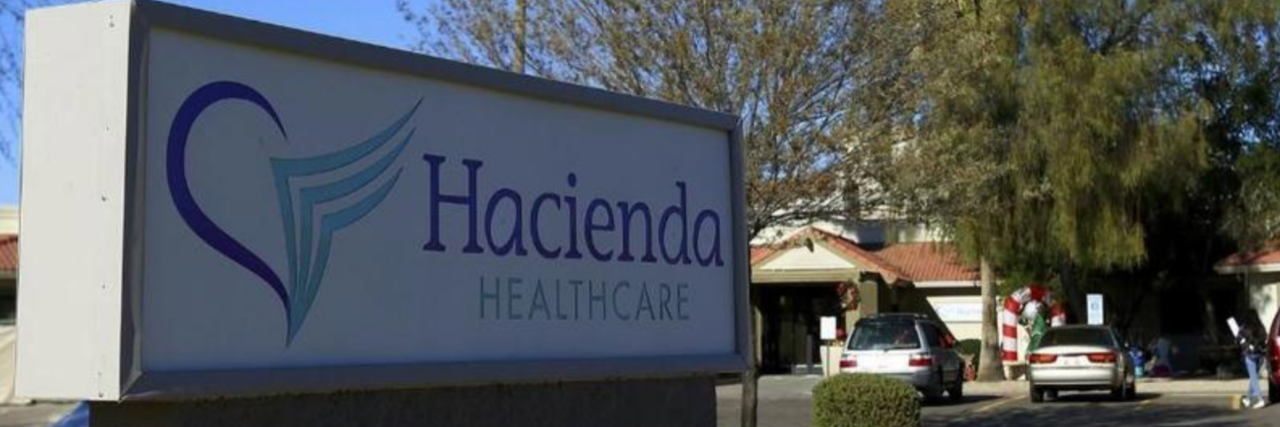 Police Arrest Hacienda HealthCare Nurse Nathan Sutherland in Rape Case Hacienda HealthCare sign outside of facility.