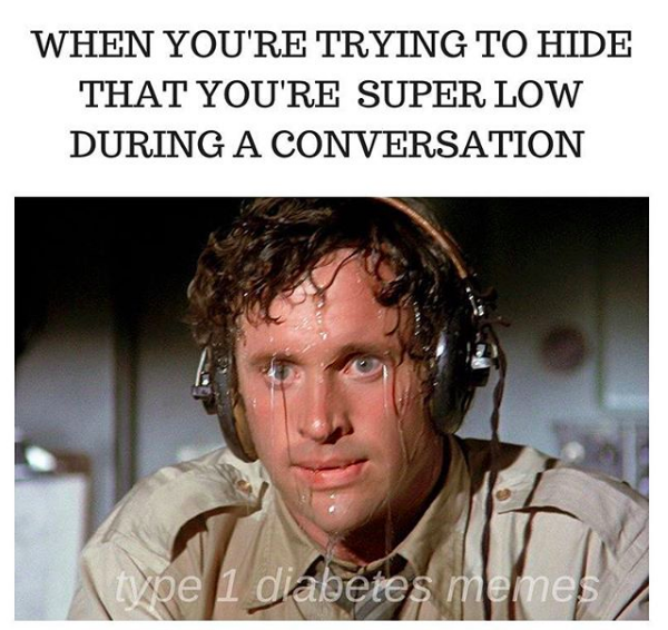 airplane movie meme of pilot sweating, when you're trying to hide that you're super low during a conversation