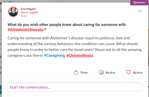 question about caring for someone with alzheimers