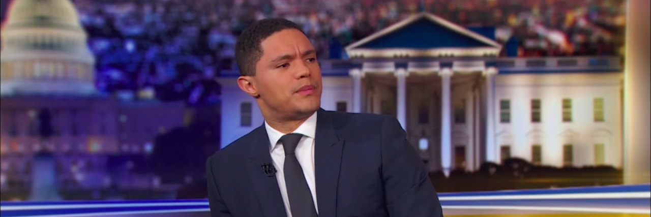 Trevor Noah Agrees Disabled Roles Should Go to Disabled Actors Screen shot of Trevor Noah during clip