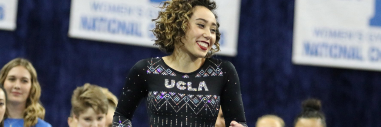 What You Don't See in Katelyn Ohashi's Viral Floor Routine Katelyn Ohashi performing floor routine in UCLA outfit
