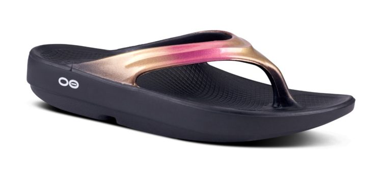 oofos rose gold sandals