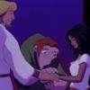 Quasimodo joins Esmeralda's hand with Phoebus's in Disney's animated film "The Hunchback of Notre Dame."