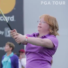 Screenshot of Amy swinging her golf club