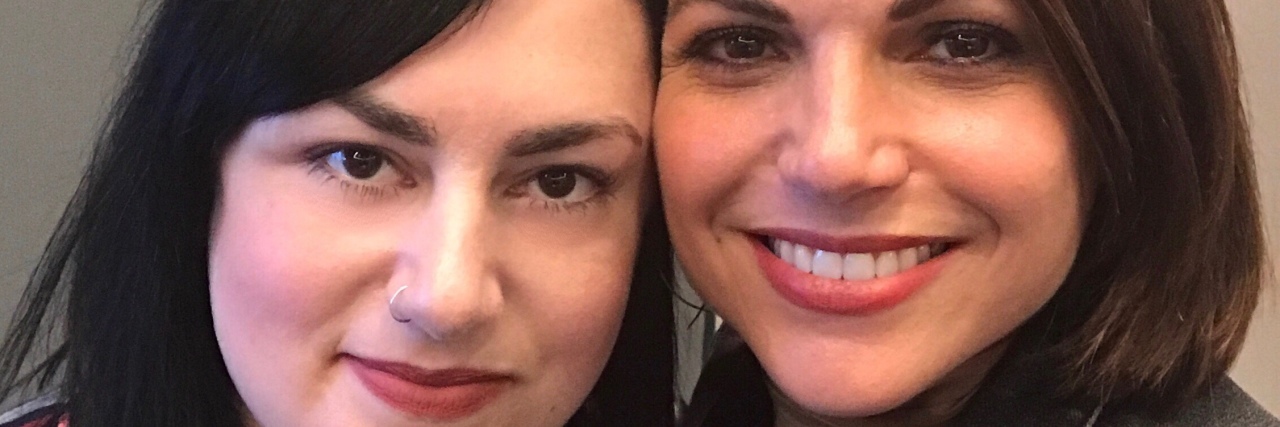 What Once Upon a Time’s 'Evil Queen' Taught Me About Living With BPD photo of contributor with Lana Parrilla, aka Regina Mills from ABC's Once Upon a Time. The actor is smiling warmly and standing close to contributor Kendall Jordan