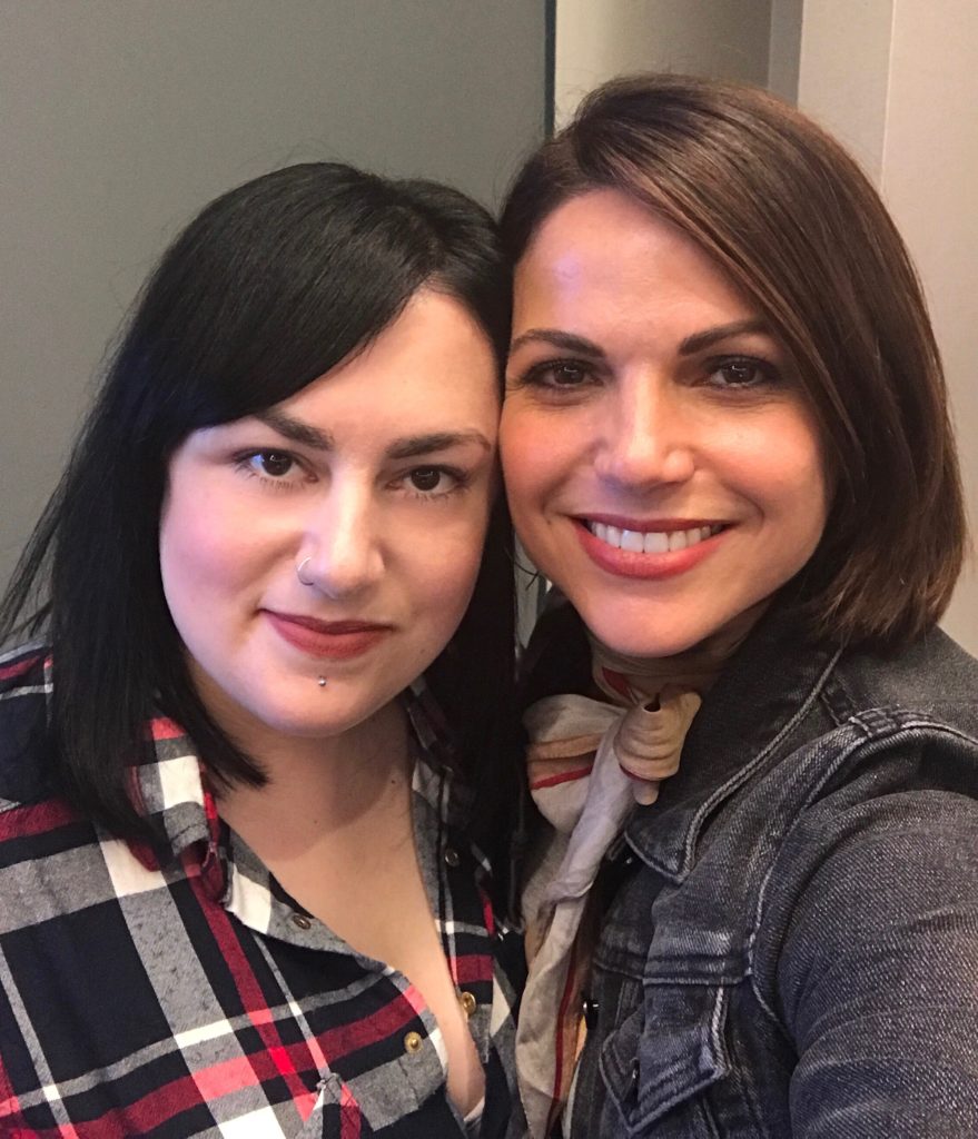 photo of contributor with Lana Parrilla, aka Regina Mills from ABC's Once Upon a Time. The actor is smiling warmly and standing close to contributor Kendall Jordan