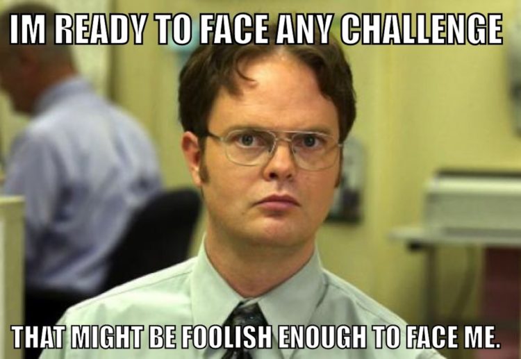 Dwight I am ready to face any challenge meme