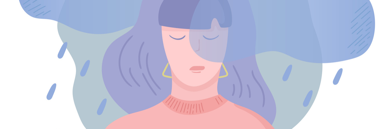 7 Common 'Mistakes' People Who Are Chronically Ill Make A woman with rain clouds over her head, illustration