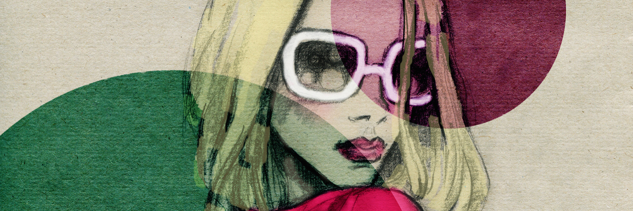 An illustration of a woman with glasses