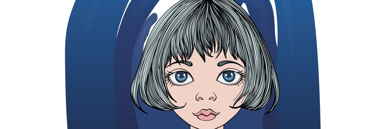 Lying About My Depression: When My Teacher Noticed woman with short hair and illustration of ghosts representing depression behind her