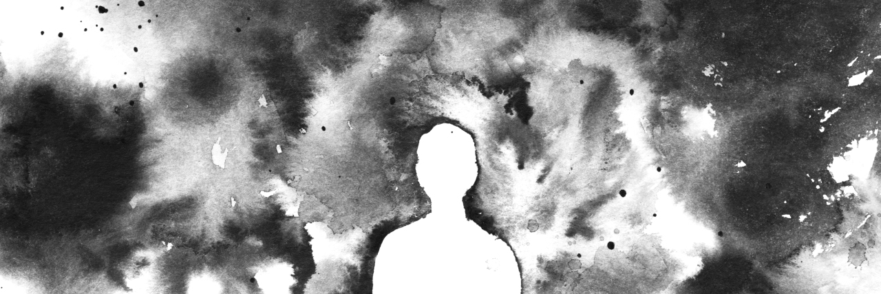 What It's Like to Live With a Rare Disease and Depression a painting, silhouette of a man and darkness around him