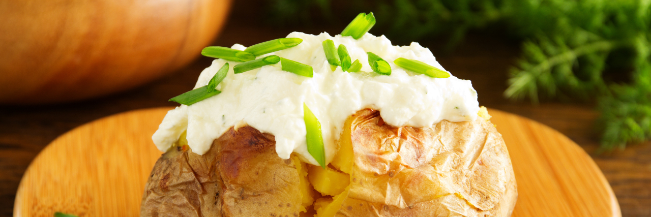 How 'Small' Things Can Lead to Autism Meltdowns Baked potato with sour cream and chive.