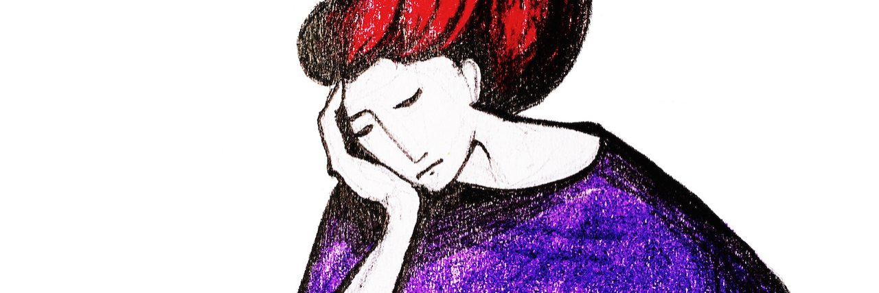 An illustration of a woman looking sad