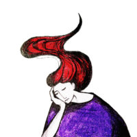 An illustration of a woman looking sad