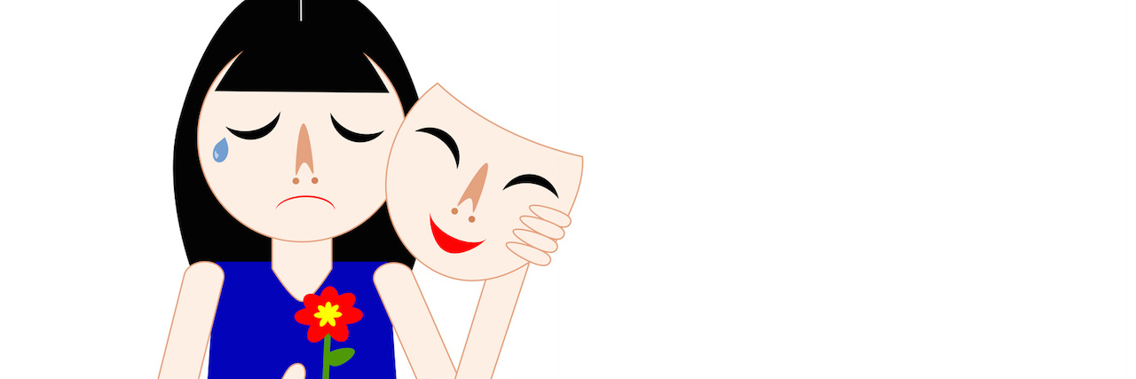 Do I Have Perfectly Hidden or High-Functioning Depression? An illustration of a woman holding a mask