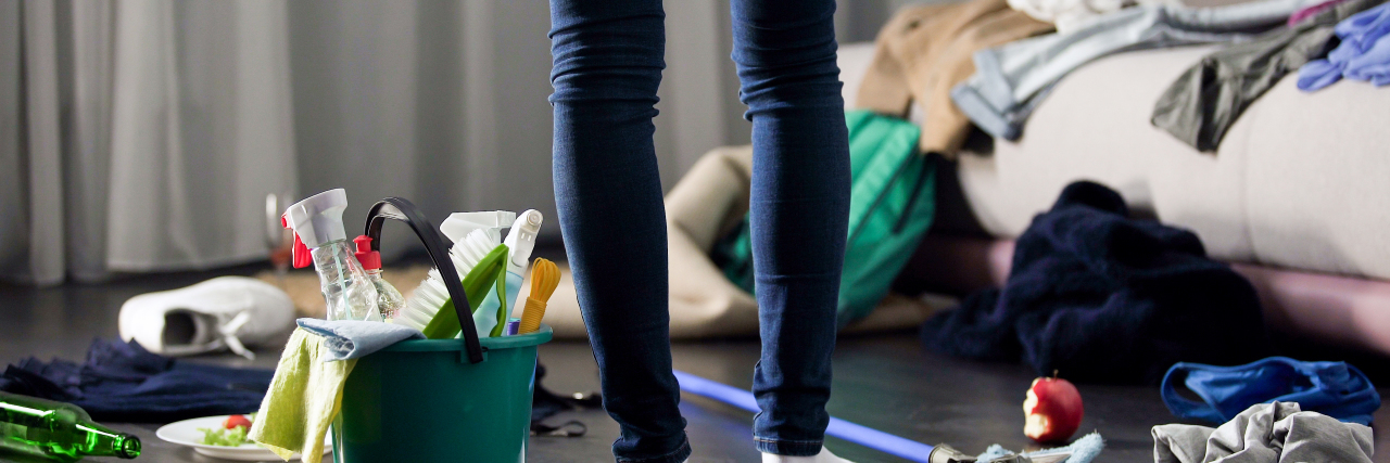 Hacks People With Depression Use to Get Laundry Done Woman horrified by mess left after party in her apartment, cleaning service, stock footage